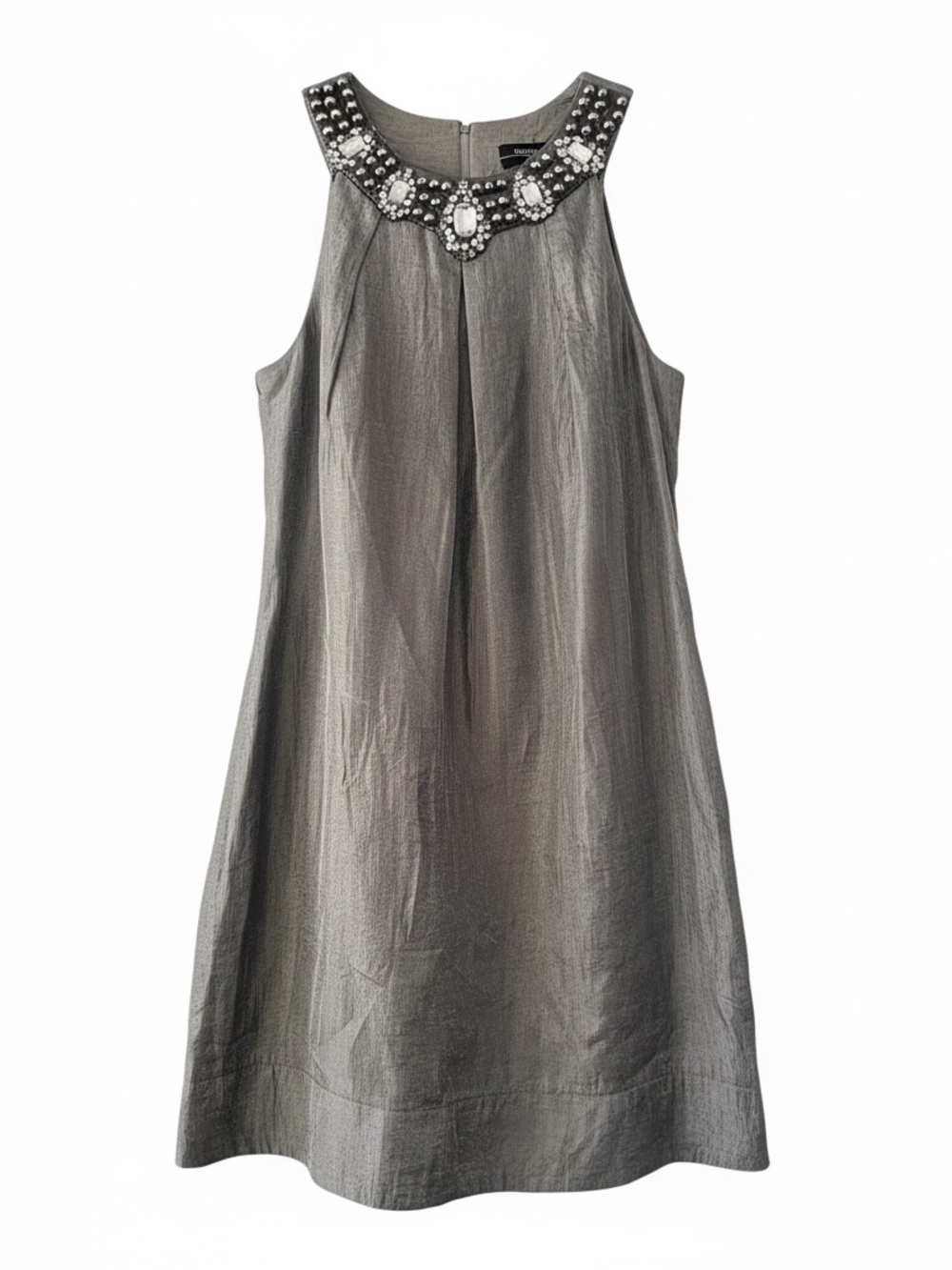 R&M Richards Gunmetal Trapeze Embellished Dress